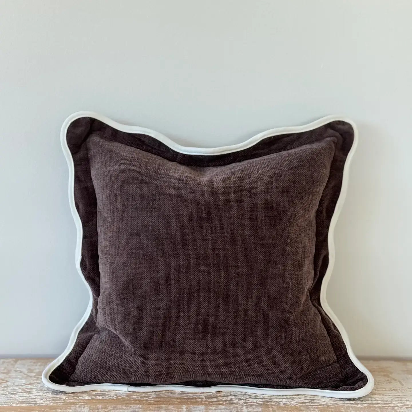 Dark Brown Scalloped Edge Cushion
