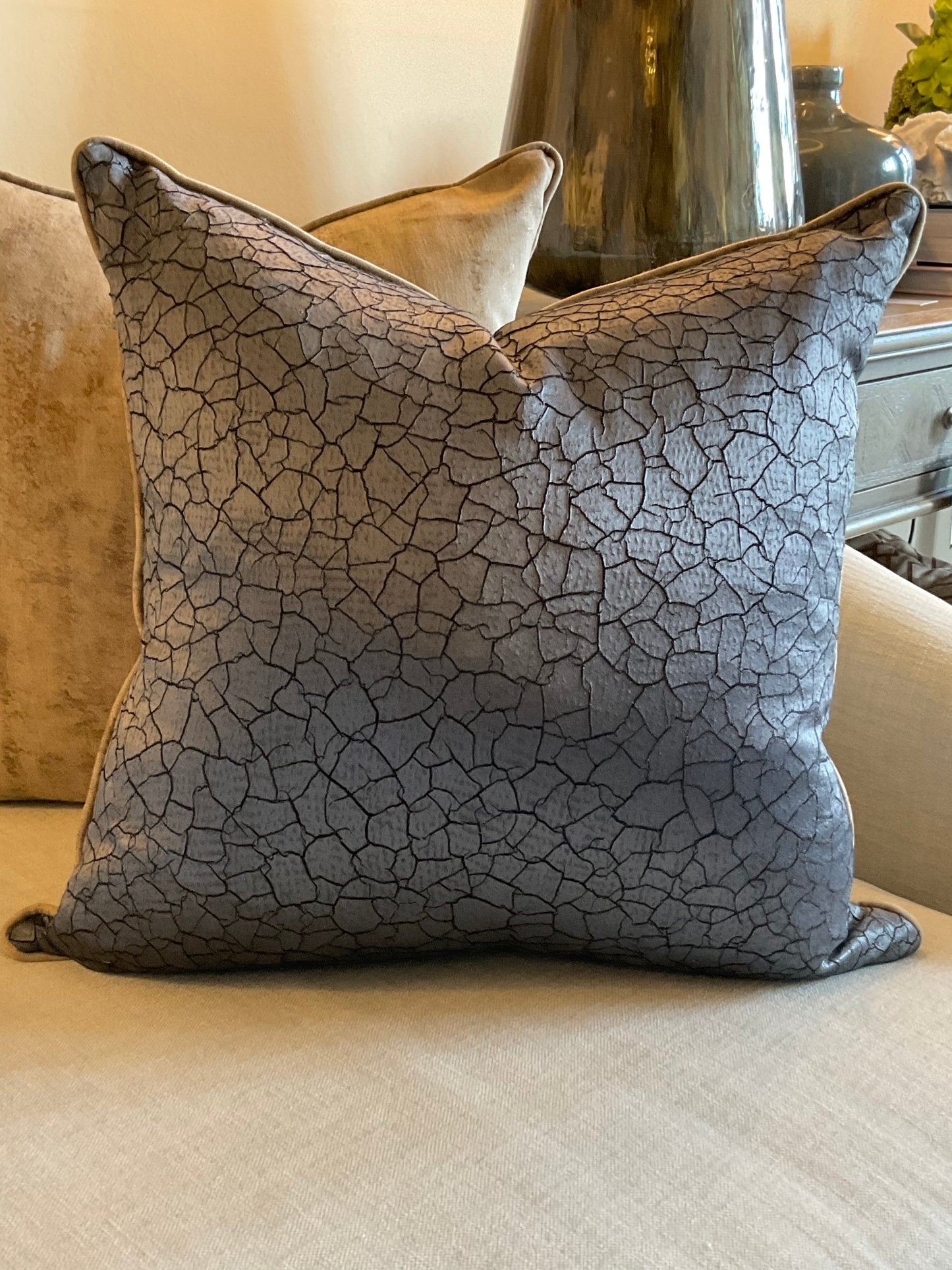 Blue crackle cushion