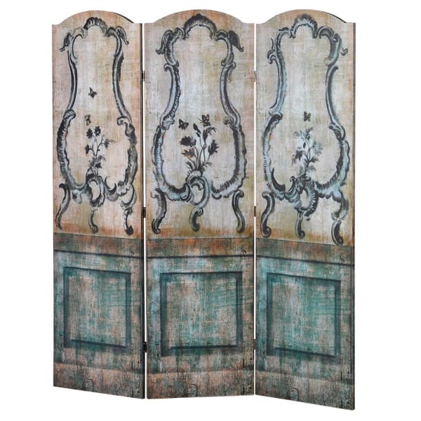 Antique canvas 3 panel screen