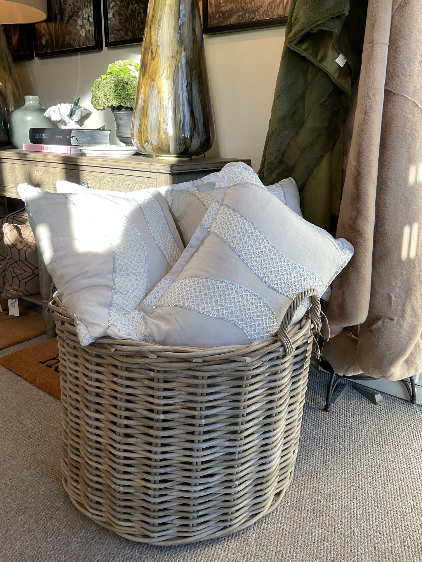 Beige linen cushion