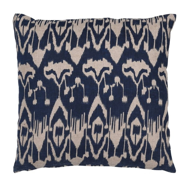 Navy Ikat Cotton Cushion