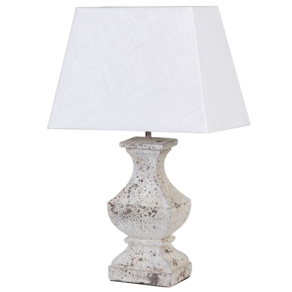 Wooden Table Lamp with White Shade