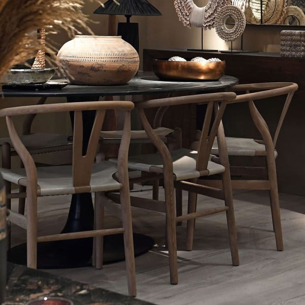 Wishbone Dining Chair with Grey Seat