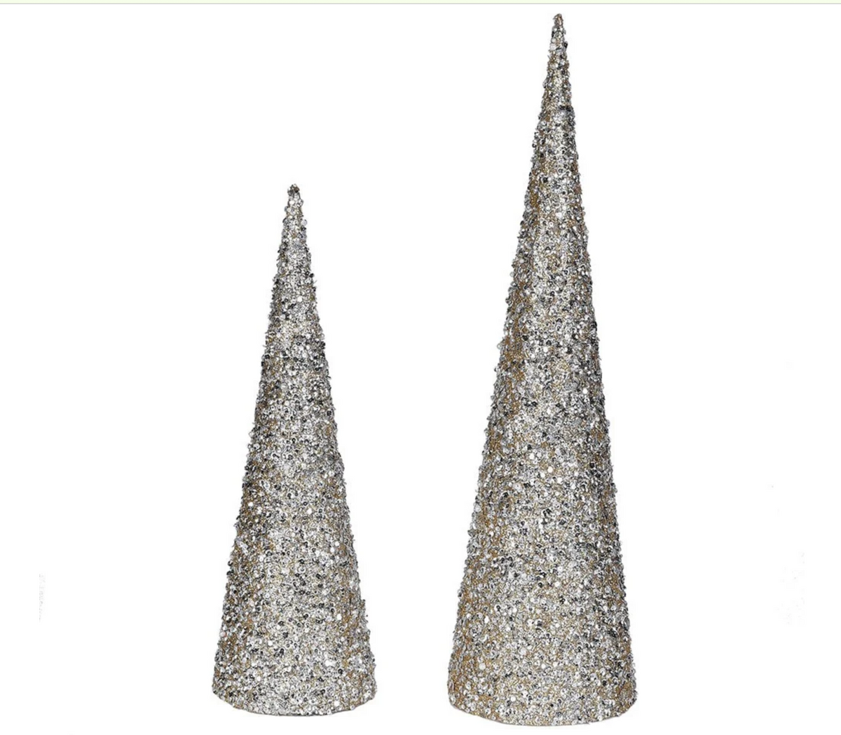 Set of 2 Glitter Cone Trees