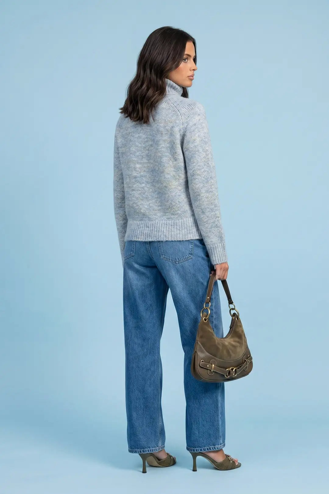 Urban Bliss Blue Wool Blend Saddle Sleeve Jumper