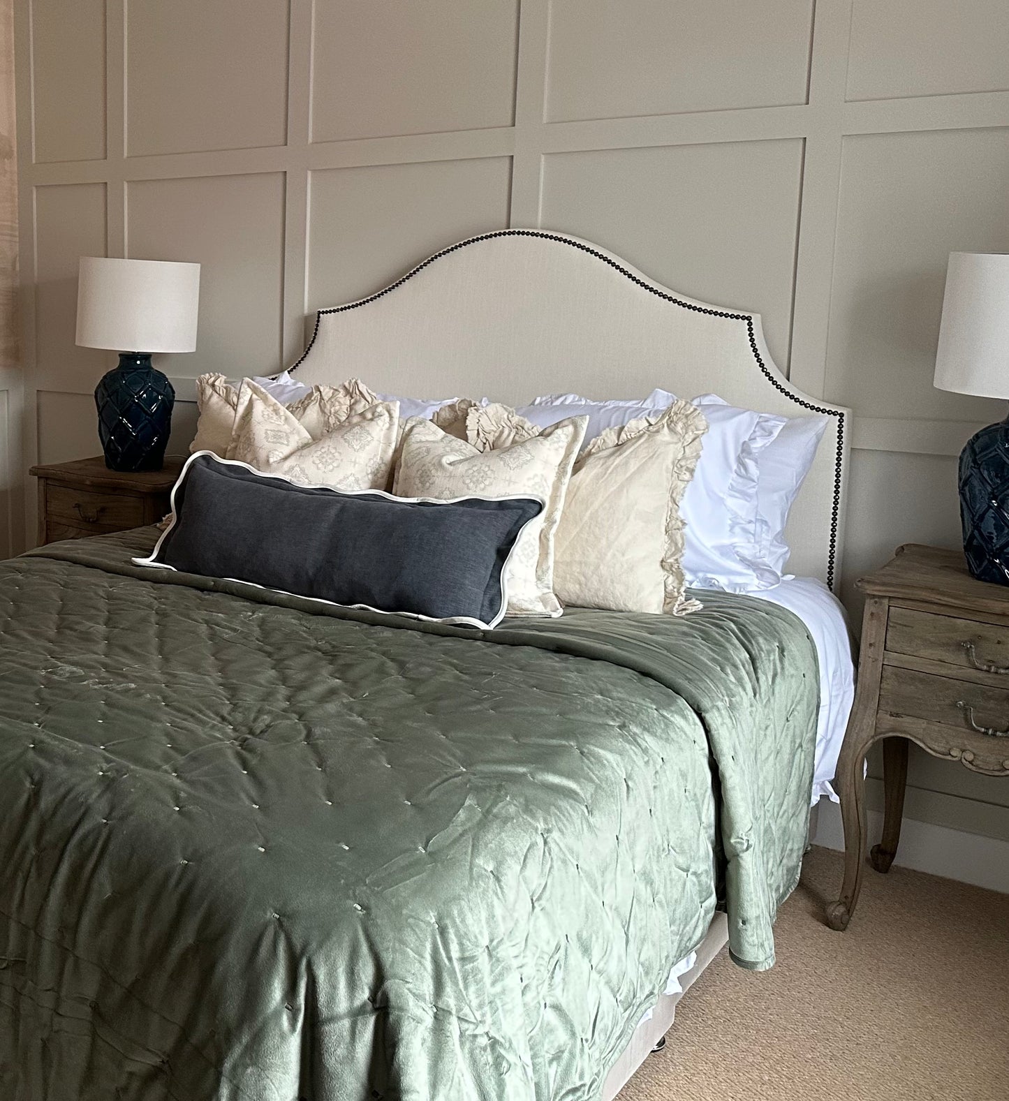 Chamfered and Studded Headboard — King