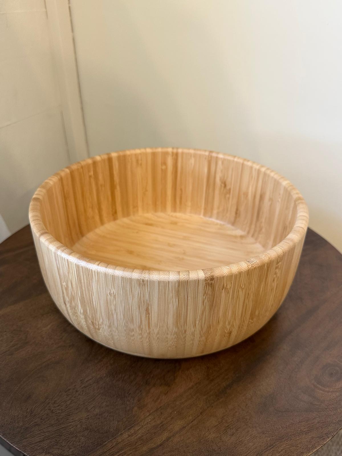 Deep wooden bowl