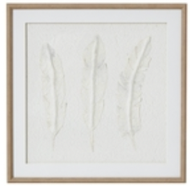 Solli White Feathers Art Mounted In Beaded Frame