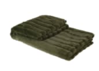 Olive Green Ribbed Faux Fur Throw