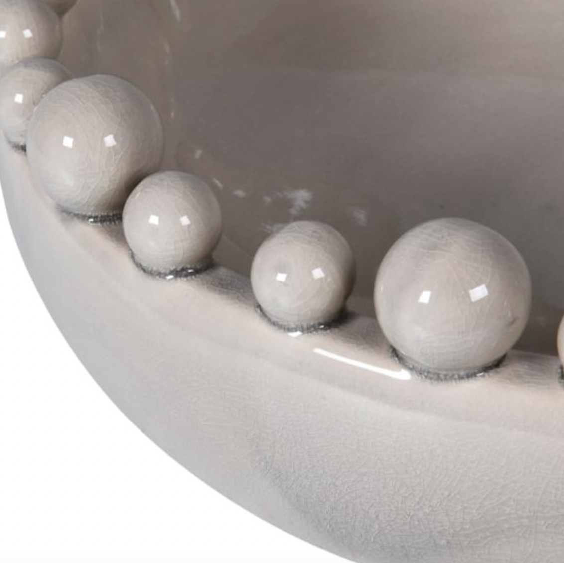 Cream Ceramic Bobble Edged Bowl
