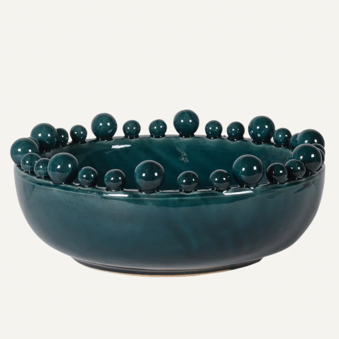 Teal Ceramic Bobble Edged Bowl