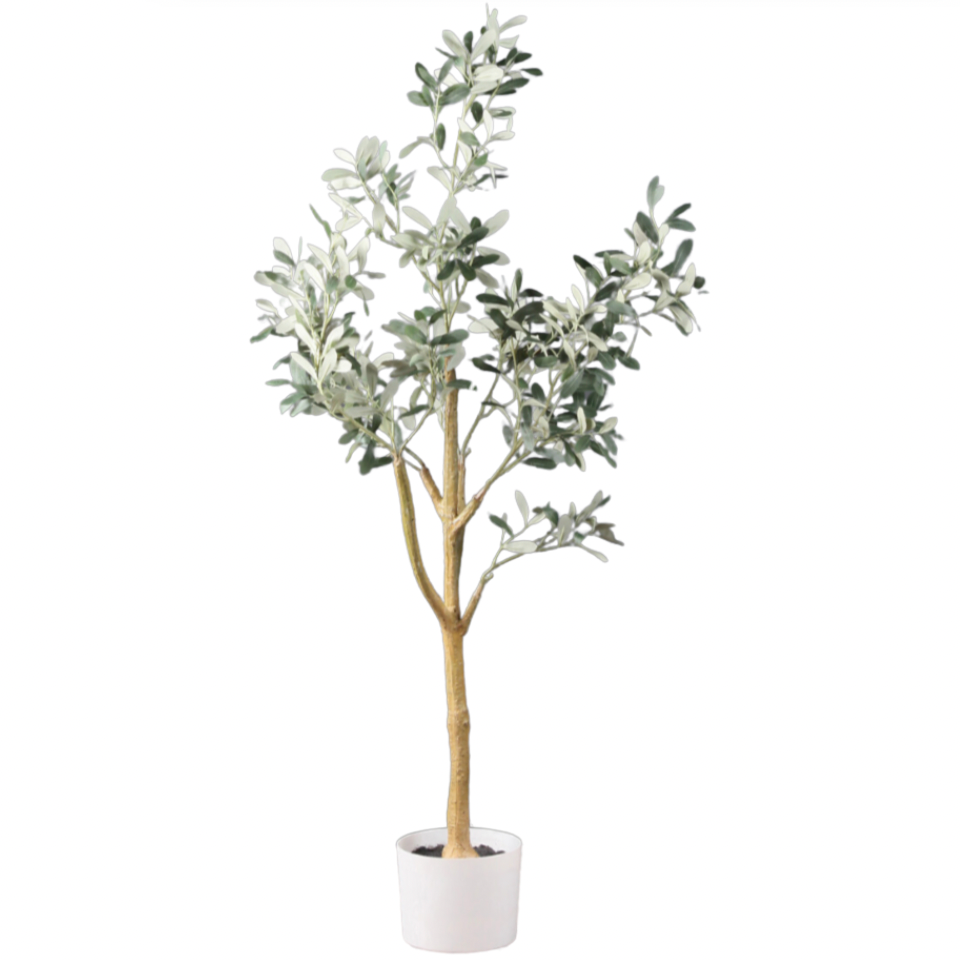 Artificial Olive Tree in White Pot