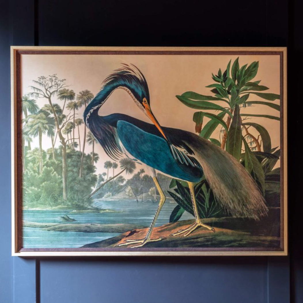 Framed Heron Painting