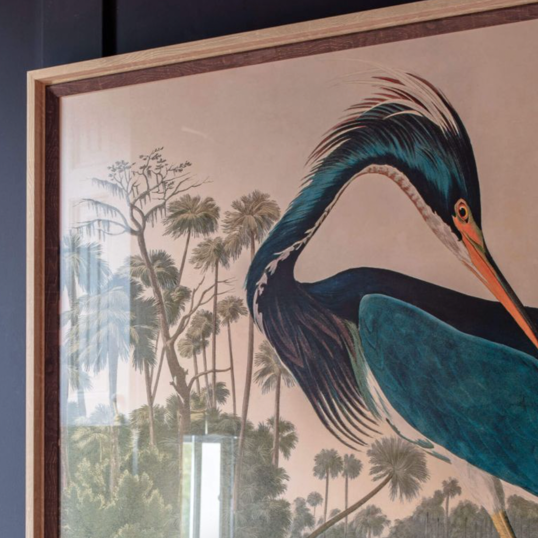 Framed Heron Painting