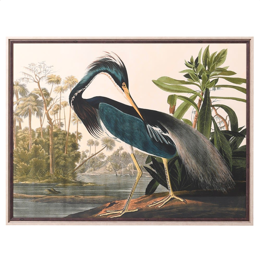 Framed Heron Painting