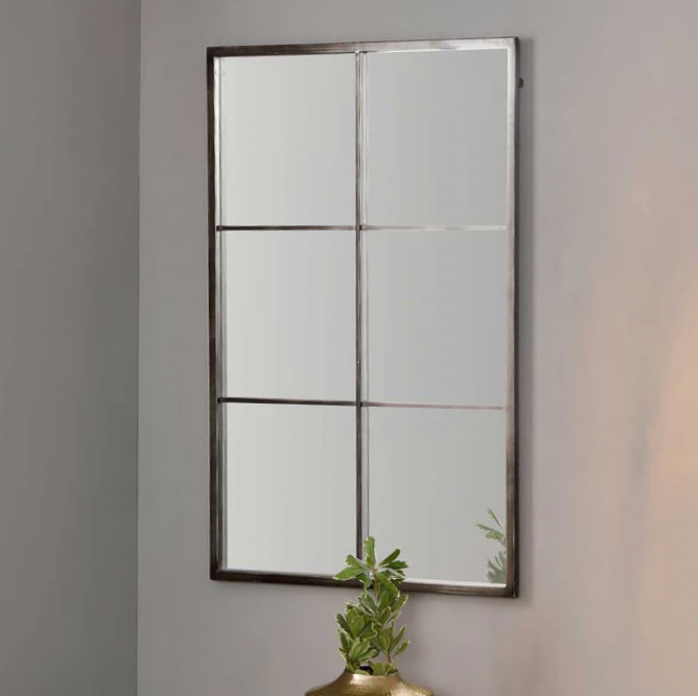 Antique Silver Six Pane Mirror