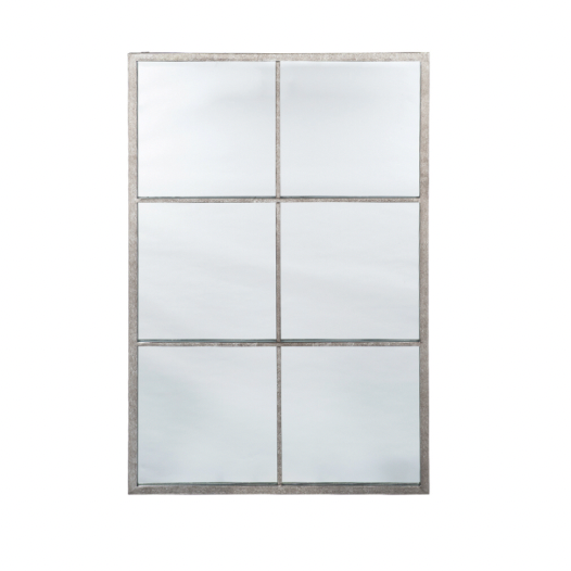 Antique Silver Six Pane Mirror