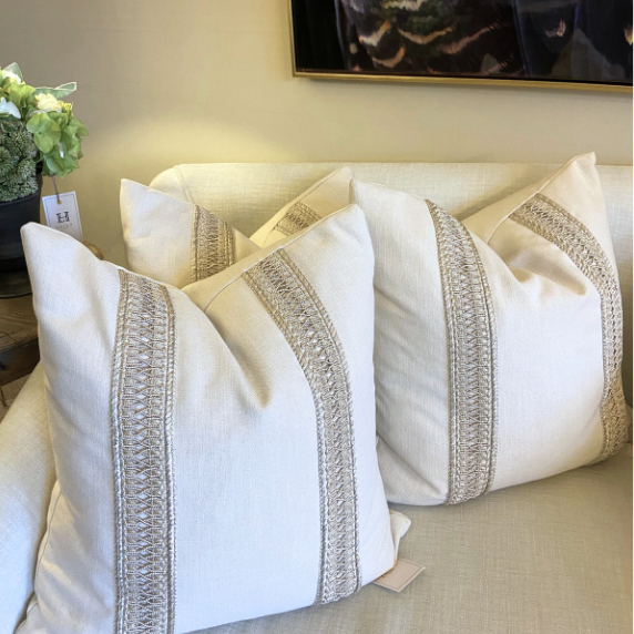 Beige Cushion with Trim