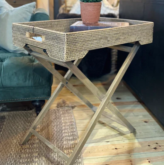 Bermuda Rattan Butlers Tray On Stand