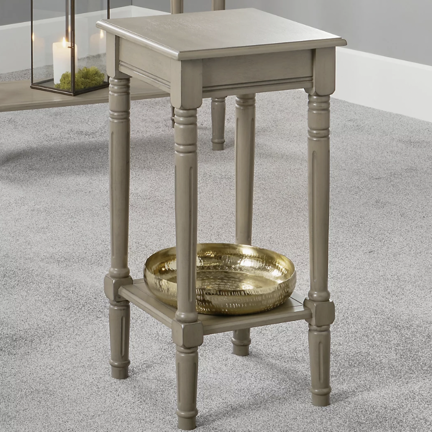 Taupe Pine Wood Accent Table