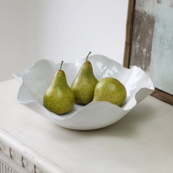White Ceramic Ruffle Bowl