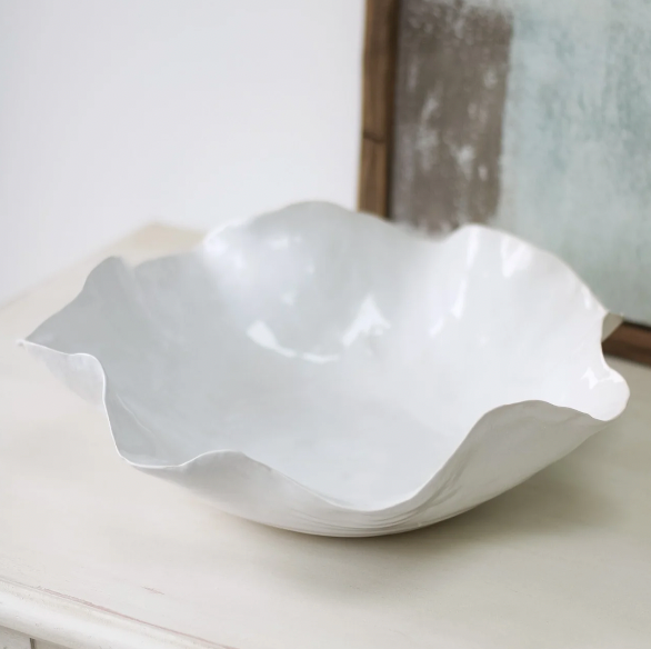 White Ceramic Ruffle Bowl