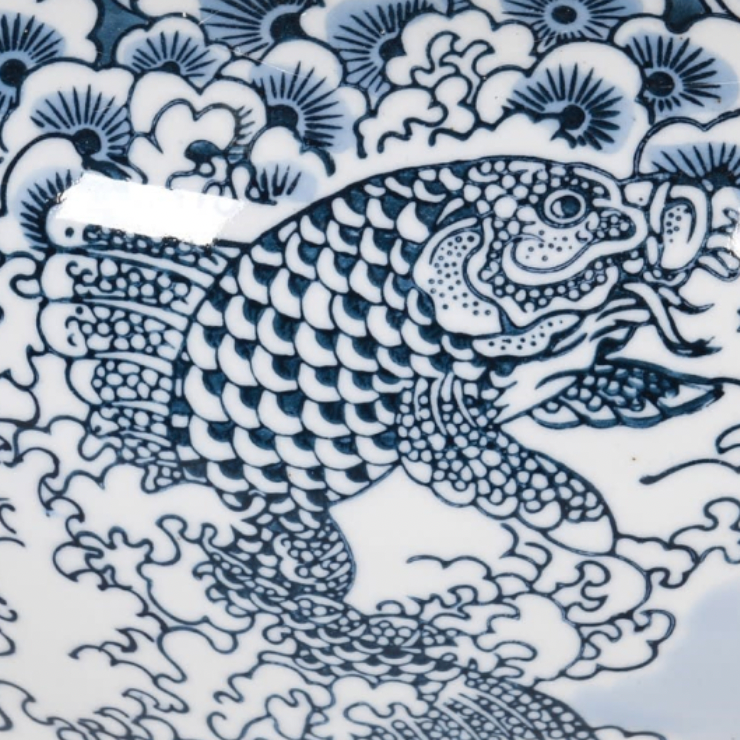 Blue & White Koi Fish Jar