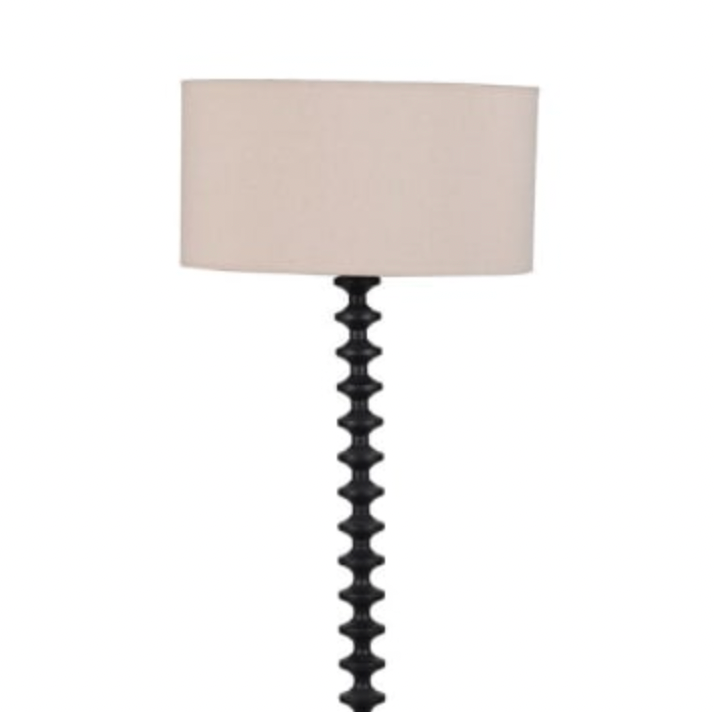 Ridged Floor Lamp with Beige Shade