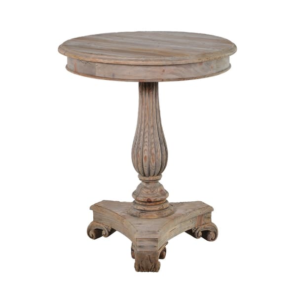 Colonial round rustic accent table