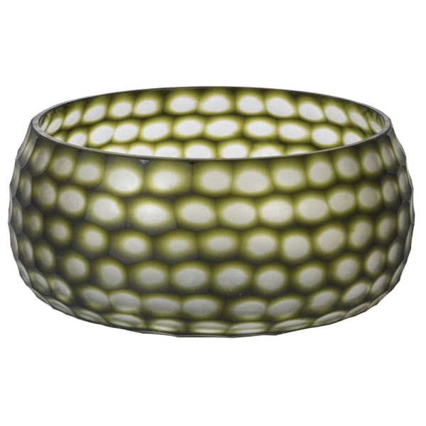 Olive Cut Glass Bowl with Textured Finish