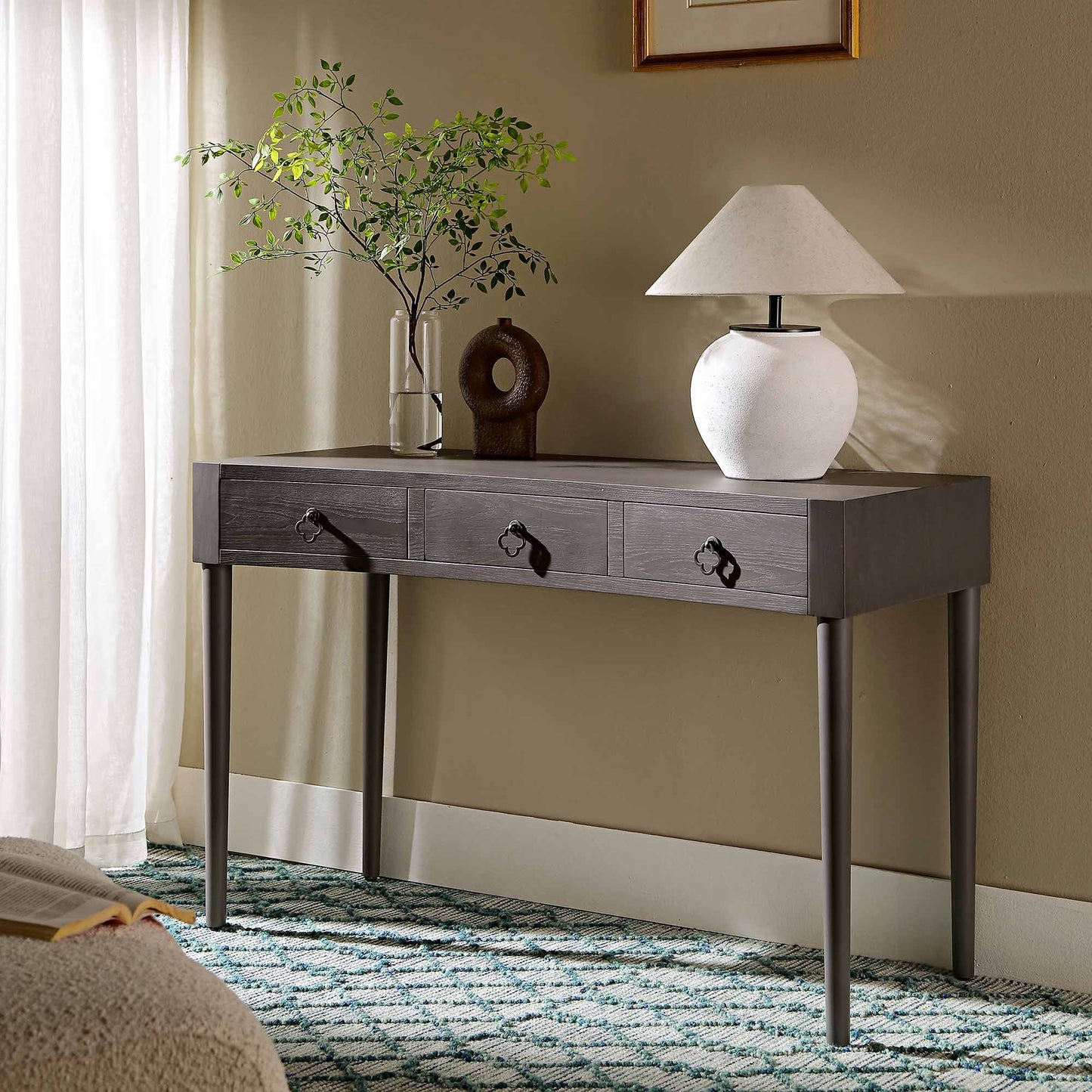 Thalia Concave Dressing Table Silver Oak