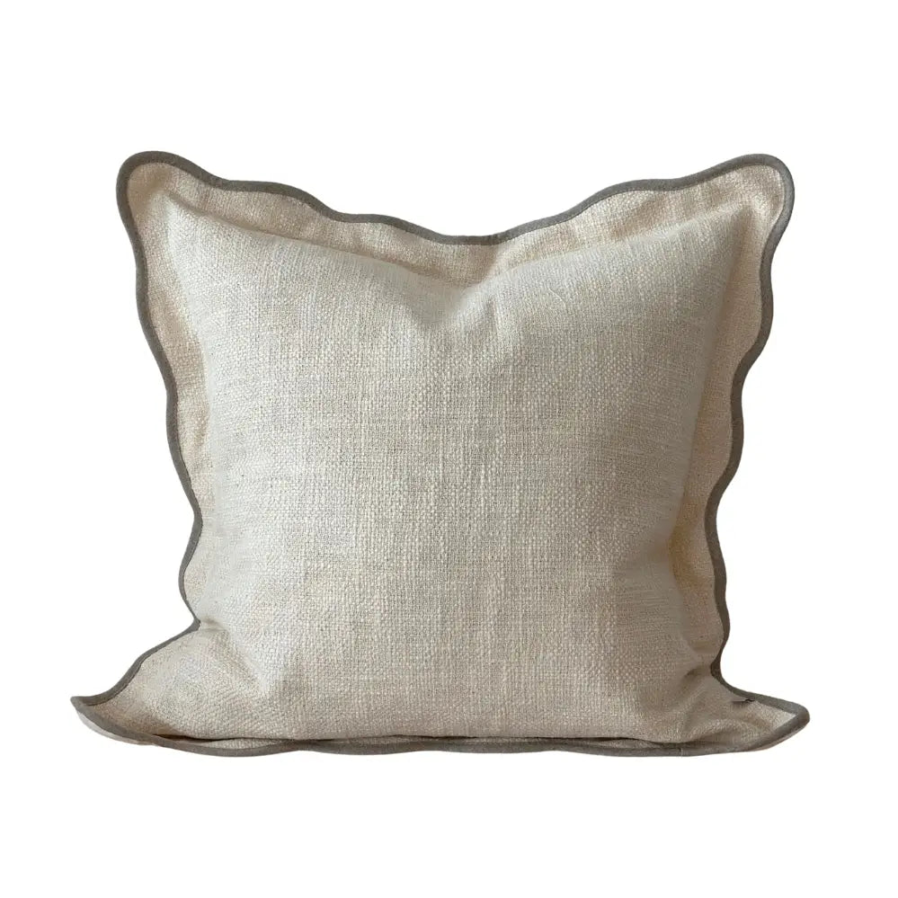 Cream / Grey Scalloped Edge Cushion