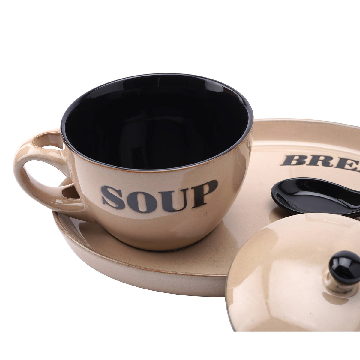 Soup Bowl and Bread Plate - Cream