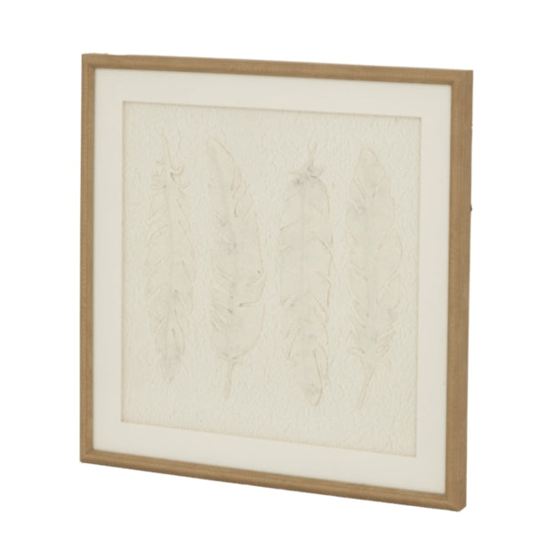 Solli White Feathers Art Mounted In Beaded Frame