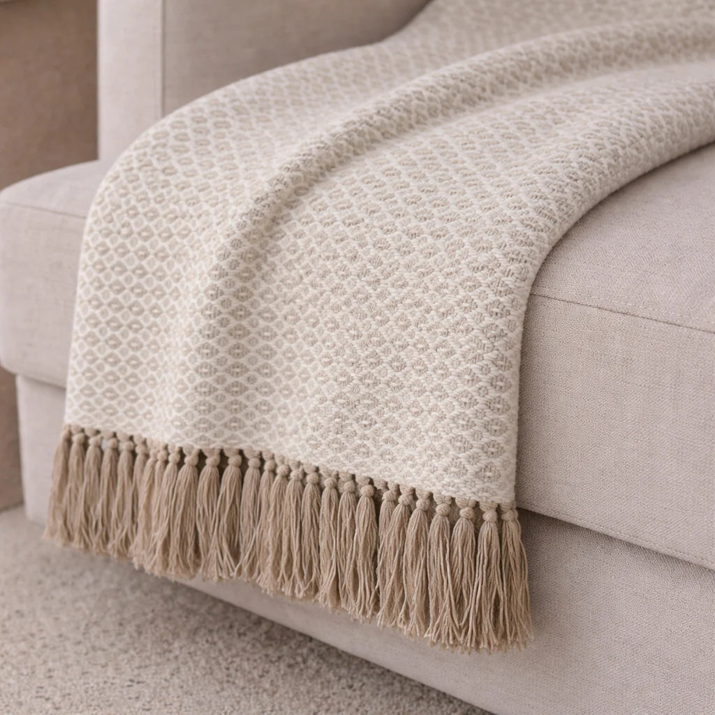 Diamond Weave Throw - Natural