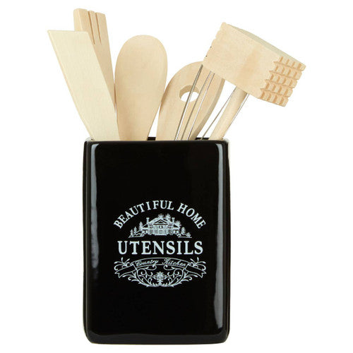 Black Ceramic Utensil Holder