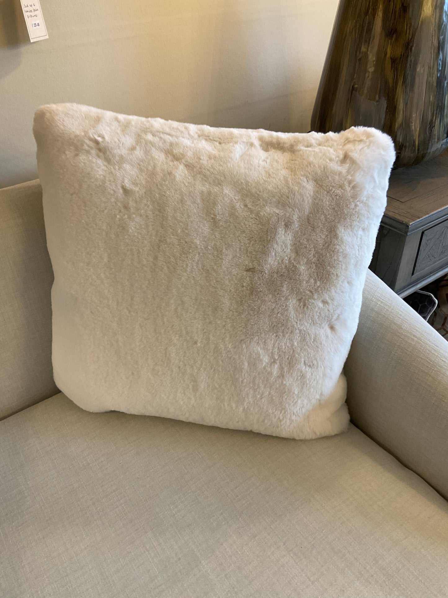 Large faux fur cushion - white