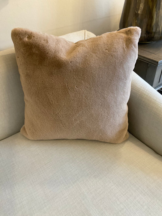 Large faux fur cushion - neutral