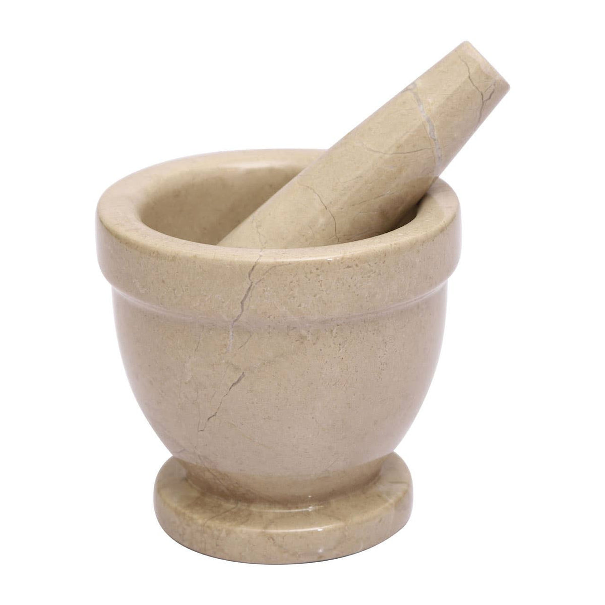 Himaya Champagne Marble Mortar and Pestle