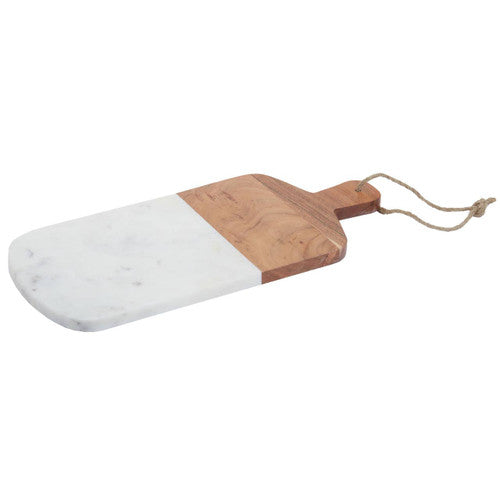 Rectangular Marble and Acacia Wood Paddle Board