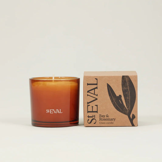 St Eval Glass Candle - Bay & Rosemary