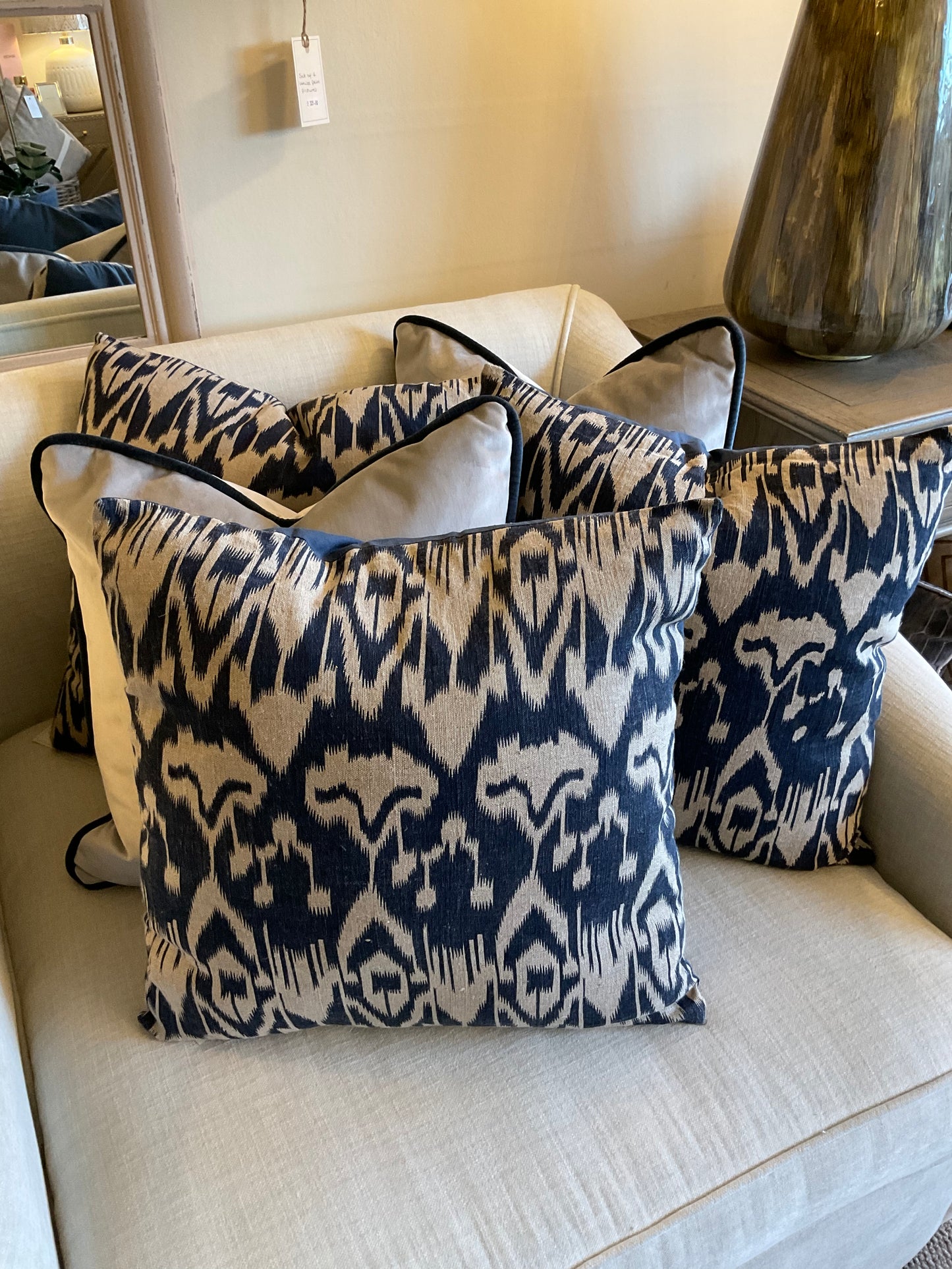 Navy Ikat Cushion
