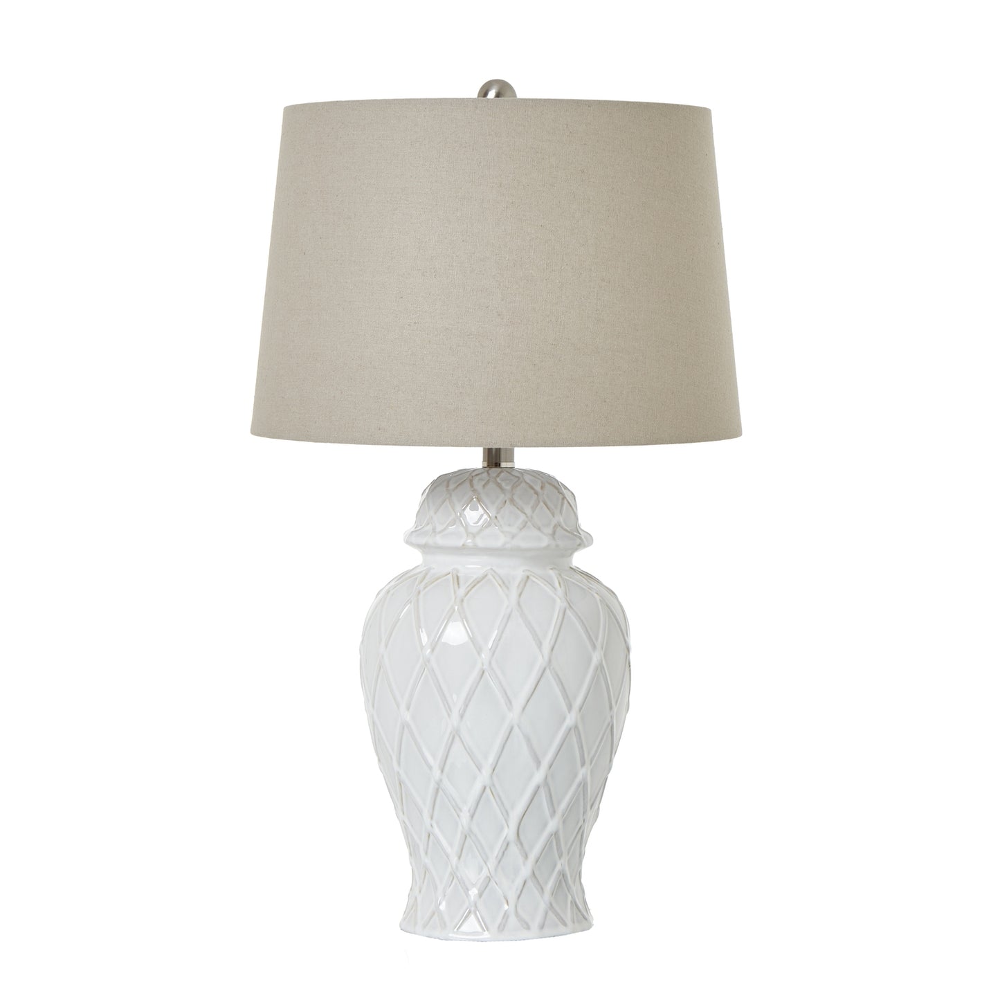 Ceramic Ginger Jar Lamp with Linen Shade
