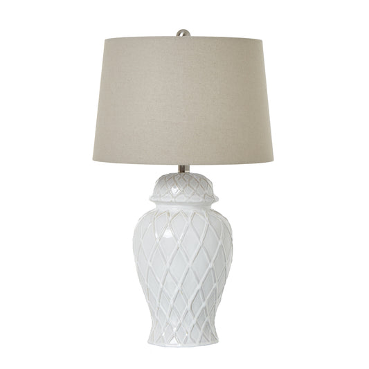 Ceramic Ginger Jar Lamp with Linen Shade