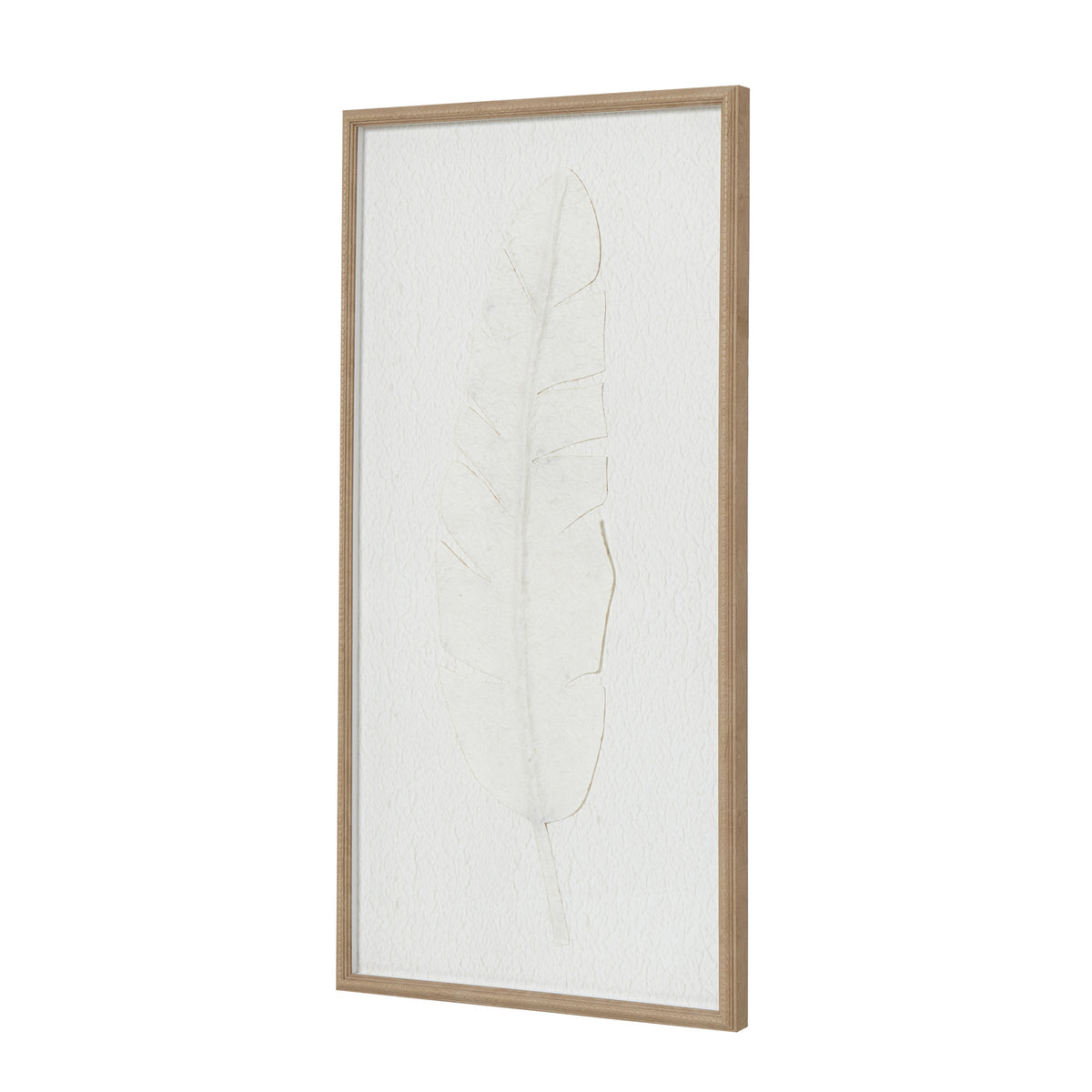 Large Quill White Feather Art Mounted in Beaded Frame
