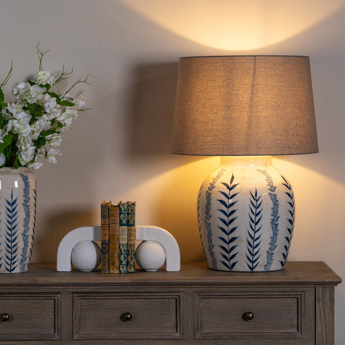 Blue Flora Ceramic Pot Lamp