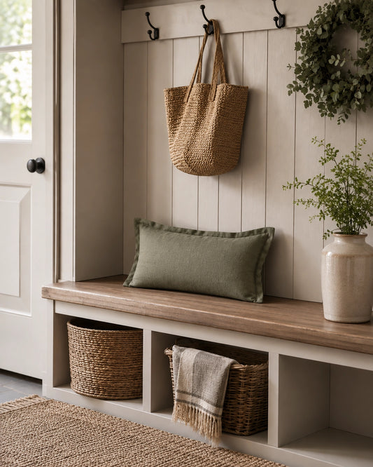 Pure French Linen Lumbar Cushion - Khaki