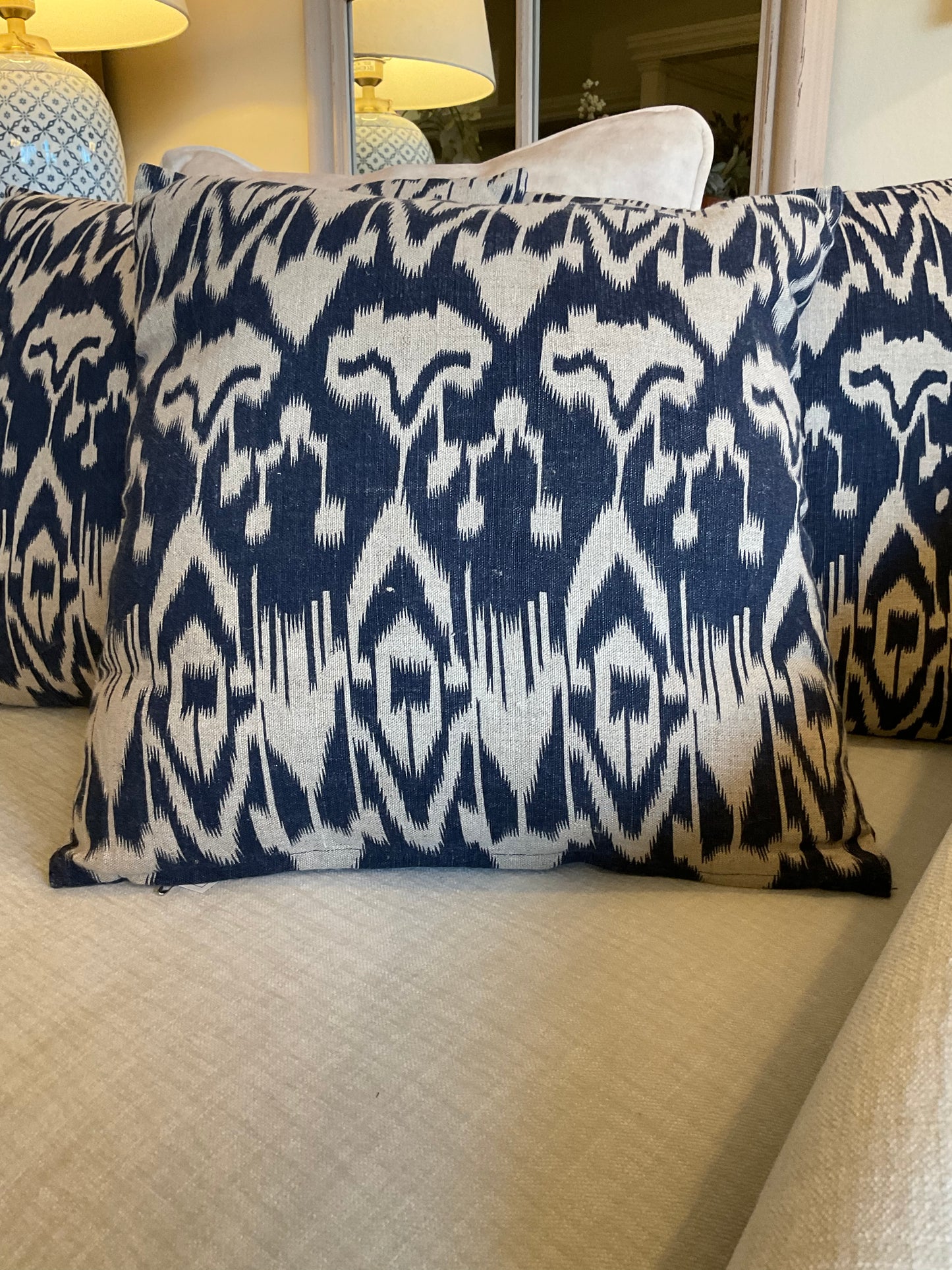 Navy Ikat Cushion