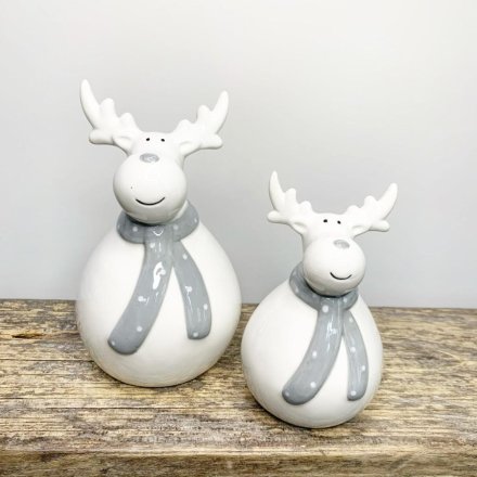Plump Reindeer with Grey Scarf - large