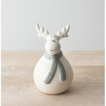 Plump Reindeer with Grey Scarf - large
